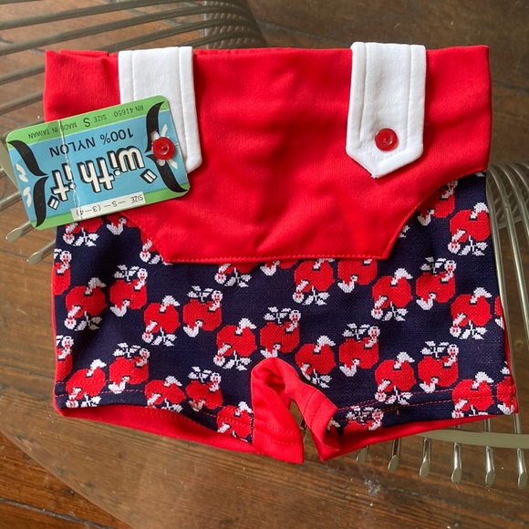 NWT with it Vintage Toddler knit apple patterned child swim trunks -2 available - Picture 2 of 9